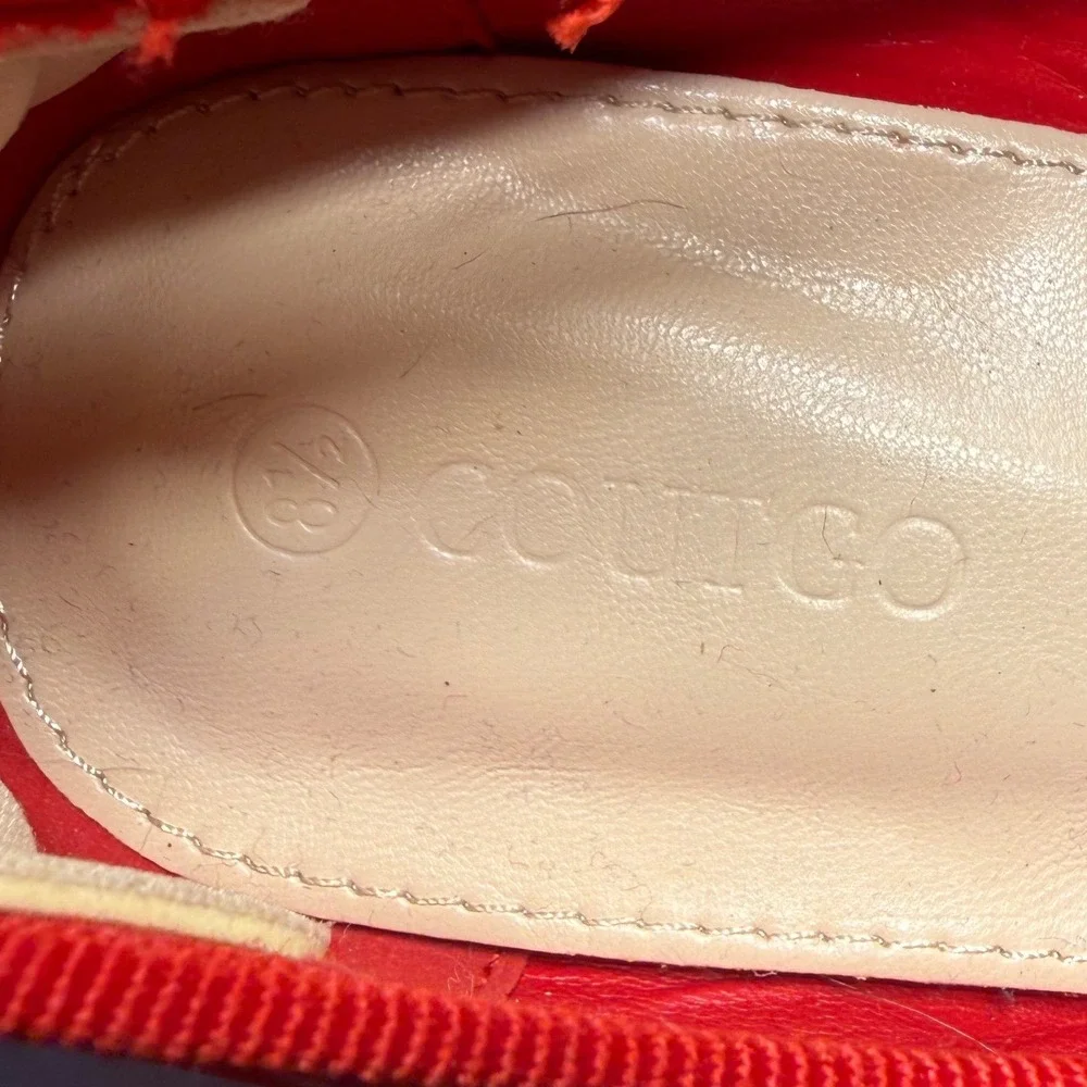 Coutgo Red‎ Satin Platform Pumps Block Heel Square Toe Bow Heels Womens 8.5